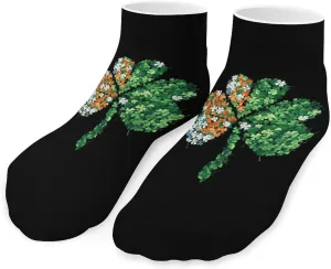St-Patrick's Day Irish Flag Clover Printed Ankle Socks No Show Sock Low-Cut Athletic Socks for Men Women 1 Pair