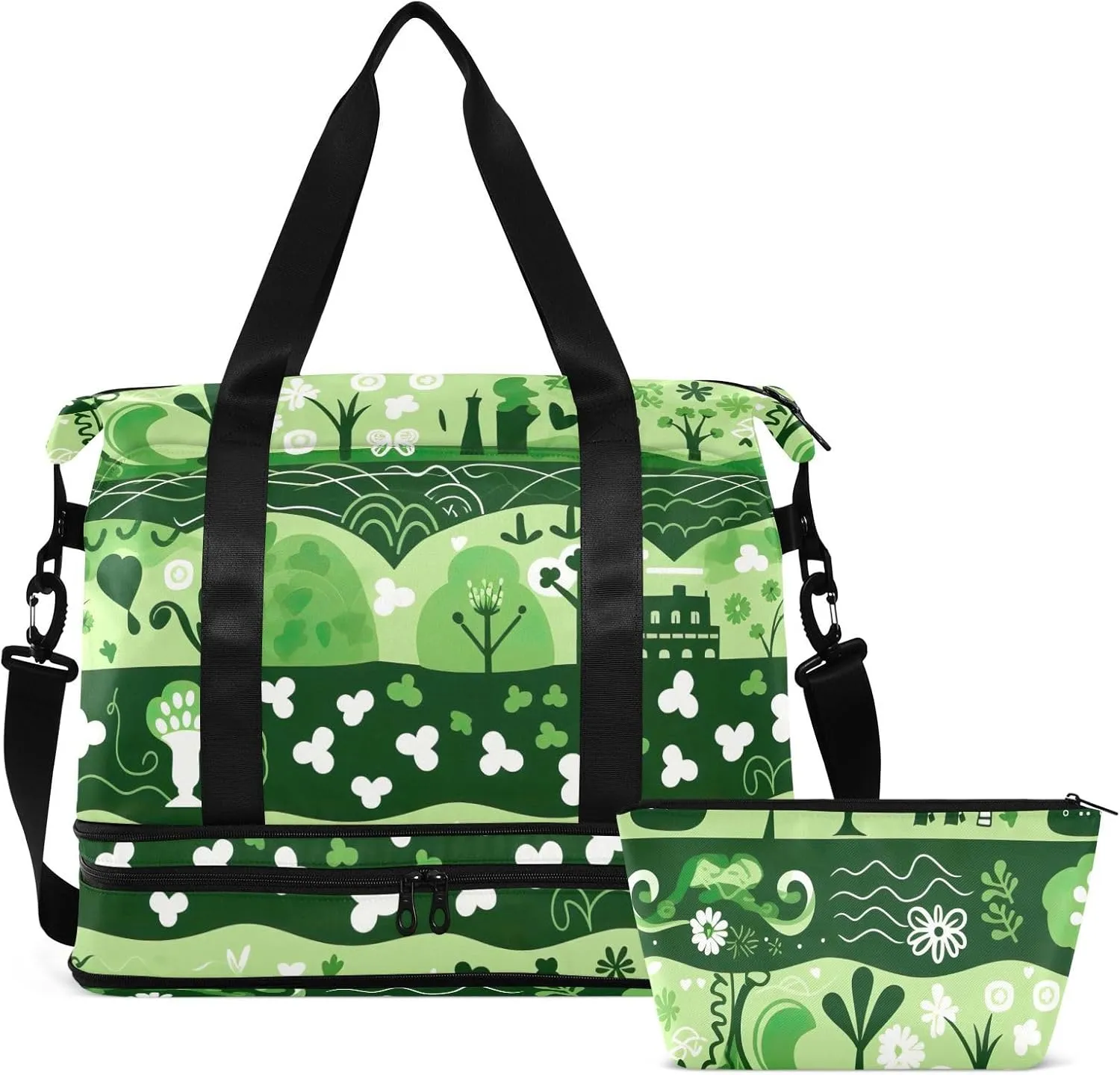 St.patrick Trees Flowers Weekender Bags for Women Men Travel Bag with Shoes Compartment Toiletry Bag Large Duffel Bag for Hostipal Sports Travel