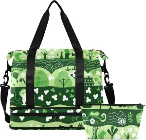 St.patrick Trees Flowers Weekender Bags for Women Men Travel Bag with Shoes Compartment Toiletry Bag Large Duffel Bag for Hostipal Sports Travel