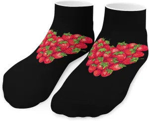 Strawberry Heart Printed Ankle Socks No Show Sock Low-Cut Athletic Socks for Men Women 1 Pair
