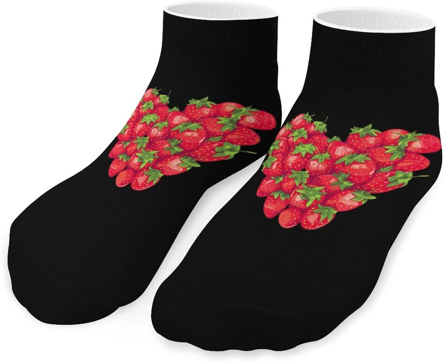 Strawberry Heart Printed Ankle Socks No Show Sock Low-Cut Athletic Socks for Men Women 1 Pair