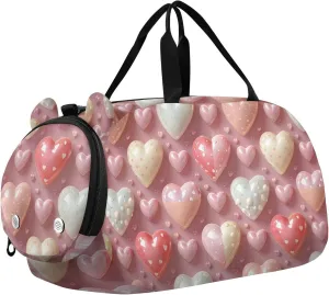 Subconsciousness Hearts Pastel Peach Cream Boy's Gym Duffel Bag with Shoes Compartment Large Capacity Carry on Luggage for Boys and Girls bolso viajero
