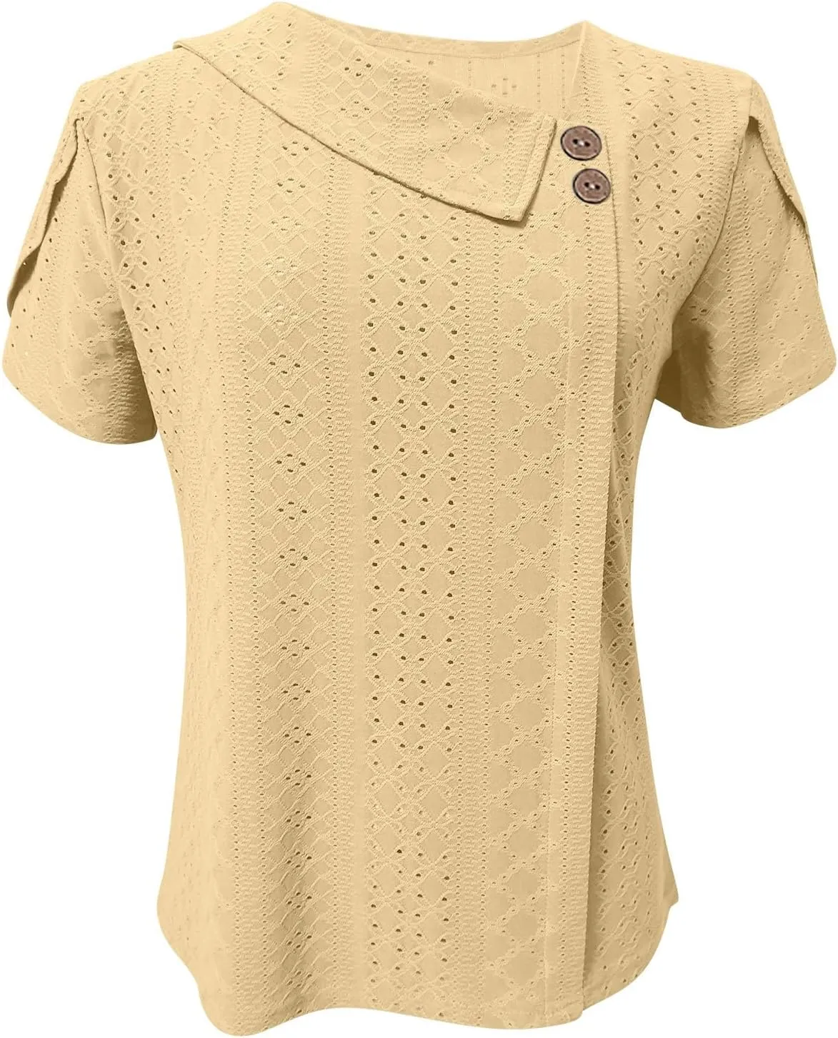 Summer Tops for Women Trendy Eyelet Shirts Short Sleeve Asymmetric V Neck Blouses Casual Loose Boho Tunic Tees 2025