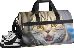 Surprise Cat Resistant Sports Gym Bag for Women Men Travel Duffel bag with Wet Pocket & Shoes Compartment Waterproof Weekender Bag 19.7"x9.9"x13"