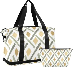 susiyo Duffel Bags Gym Bag for Women, Boho Vintage Ikat Tie Dye Sports Travel Duffel Bag with Shoes Compartment, Perfect for Travel, Gym
