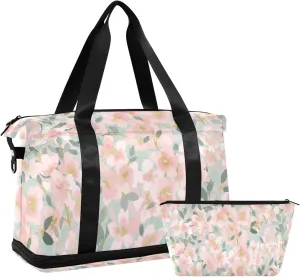 susiyo Travel Duffel Bags for Women, Cherry Blossoms Sports Duffel Bags Gym Bags with Shoes Compartment, Tote Bag Weekender Bag for Travelling