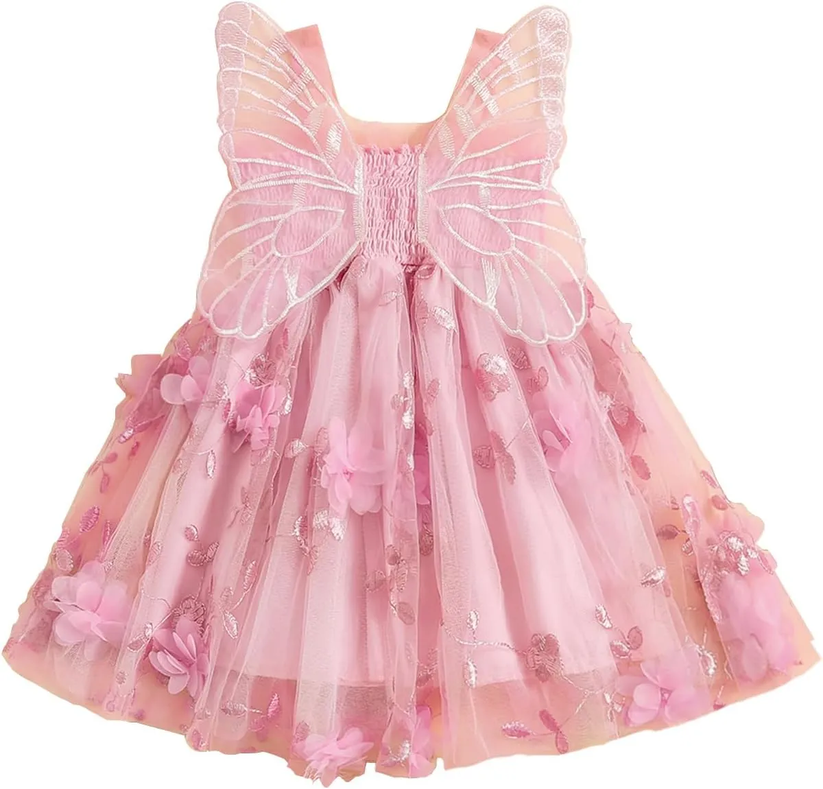 Toddler Baby Girl Butterfly Wings Dress Kids Girls Tulle Butterfly Wing Skirt Princess Sleeveless Birthday Tutu Party Dress