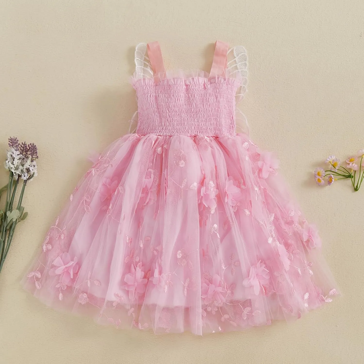 Toddler Baby Girl Butterfly Wings Dress Kids Girls Tulle Butterfly Wing Skirt Princess Sleeveless Birthday Tutu Party Dress
