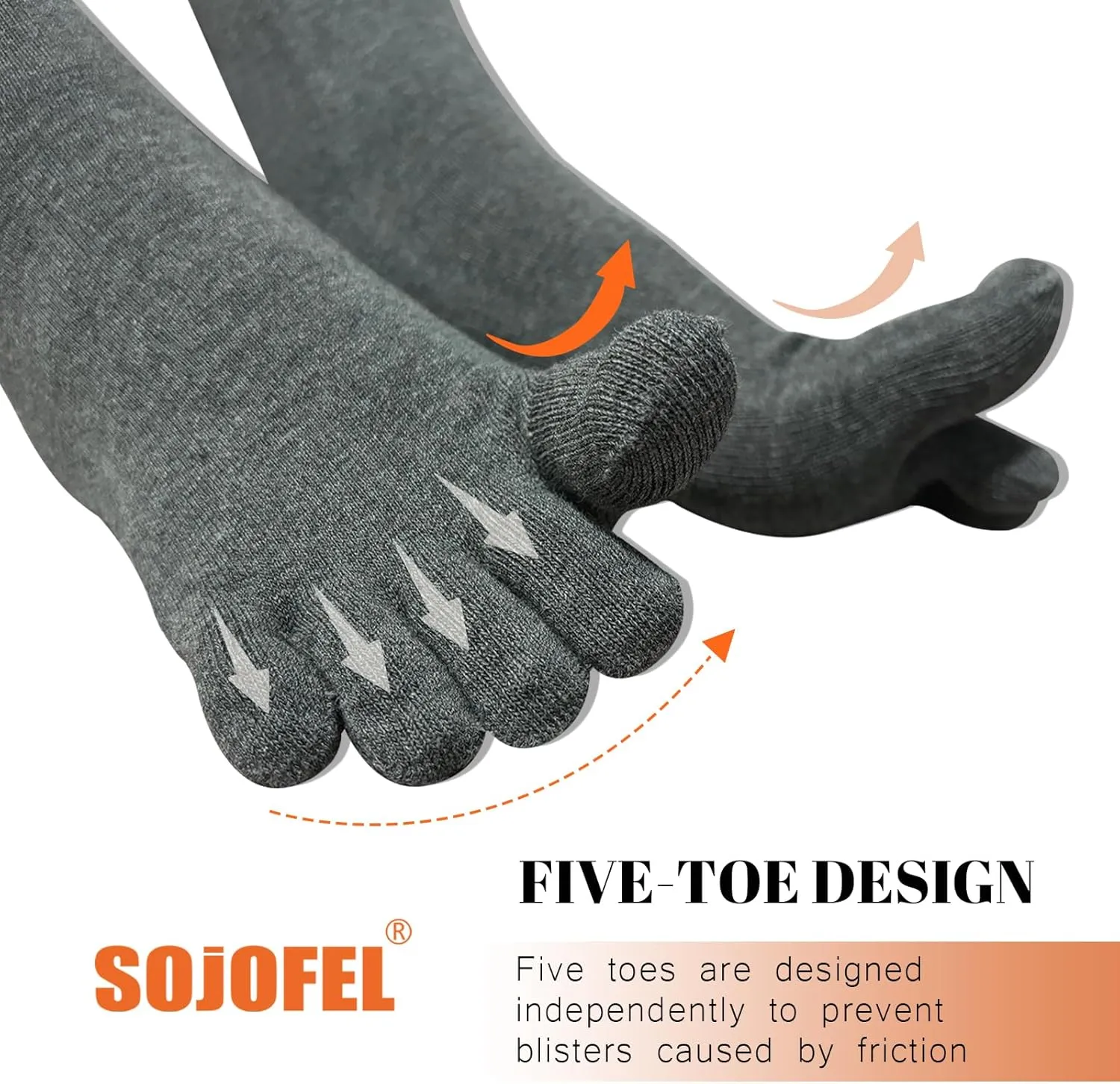 Toe Socks for Men Women - Five Finger Socks Cotton Crew Breathable for Athletic Running Sports 5 Pairs 9-13