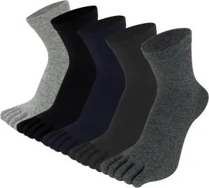 Toe Socks for Men Women - Five Finger Socks Cotton Crew Breathable for Athletic Running Sports 5 Pairs 9-13