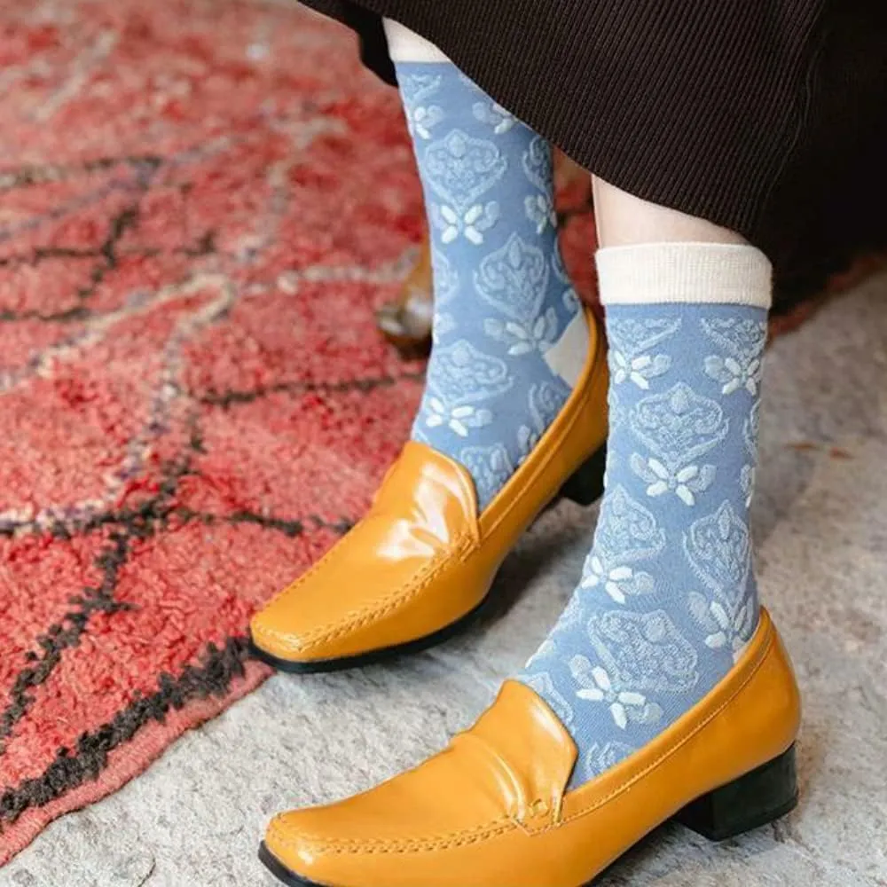 TOOGEN 5/6/10 Pairs of Womens Vintage Floral Patterned Cute Ruffle Cartoon Cotton Crew Socks