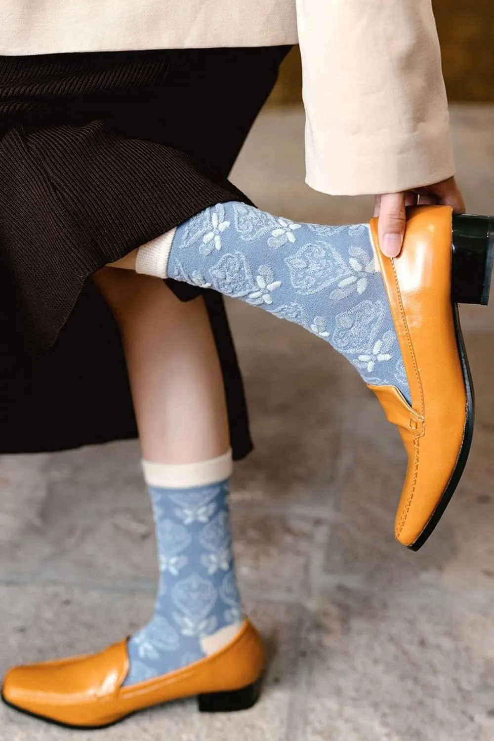 TOOGEN 5/6/10 Pairs of Womens Vintage Floral Patterned Cute Ruffle Cartoon Cotton Crew Socks