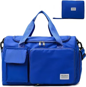 Travel Duffel Bag for Women and Man, Folding Sports Gym Bag with Wet Pocket & Shoes Compartment,Weekender Overnight Bag,Workout Duffel Bag,B