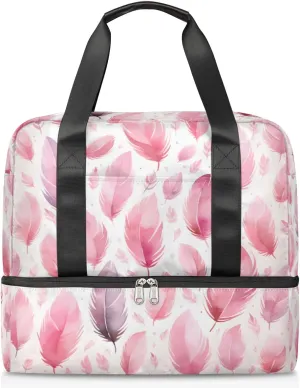 Travel Duffel Bags Feathers Sports Gym Bag with Wet Pocket & Shoes Compartment Large Duffel Bags Waterproof Overnight Bag Weekender Bags for Women Men