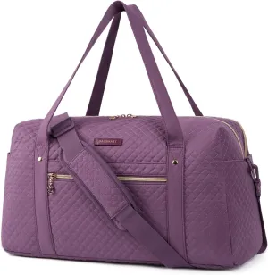 Travel Duffle Bag, BAGSMART 31L Quilted Weekender Overnight Bag for Women with Laptop Compartment, Large Carry On Airport Bag with Wet Pocket & Shoe Bag for Business Trips, Sports (Purple)