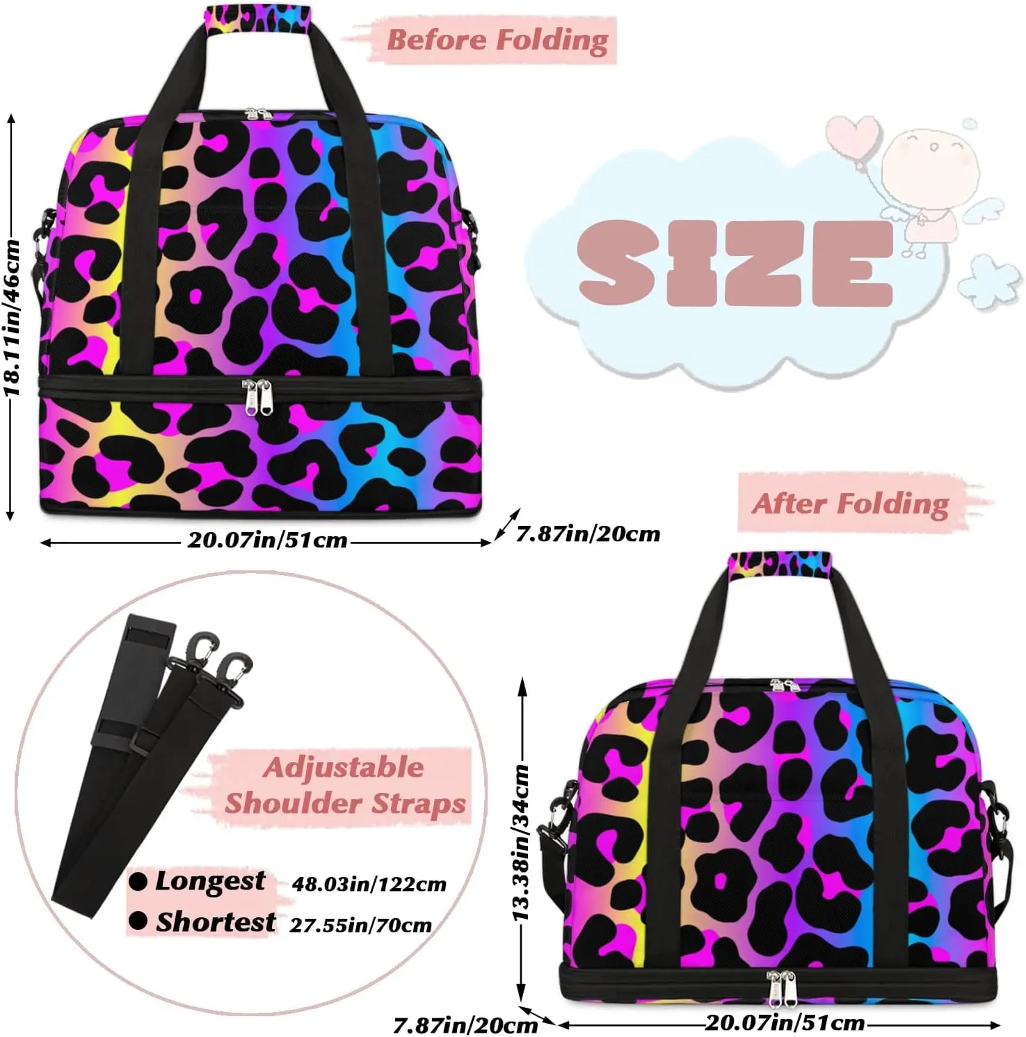 Travel Duffle Bags With Shoes Compartment for Women Men Lightweigh Sports Tote Gym Bag Foldable Canvas Weekender Overnight Carry On Luggage Handle Bag, Color7