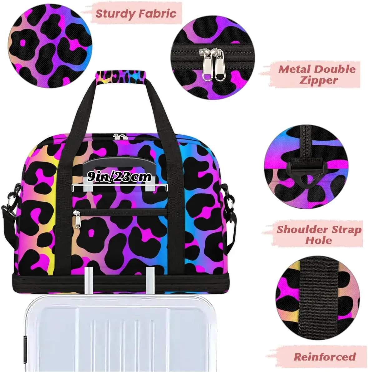 Travel Duffle Bags With Shoes Compartment for Women Men Lightweigh Sports Tote Gym Bag Foldable Canvas Weekender Overnight Carry On Luggage Handle Bag, Color7