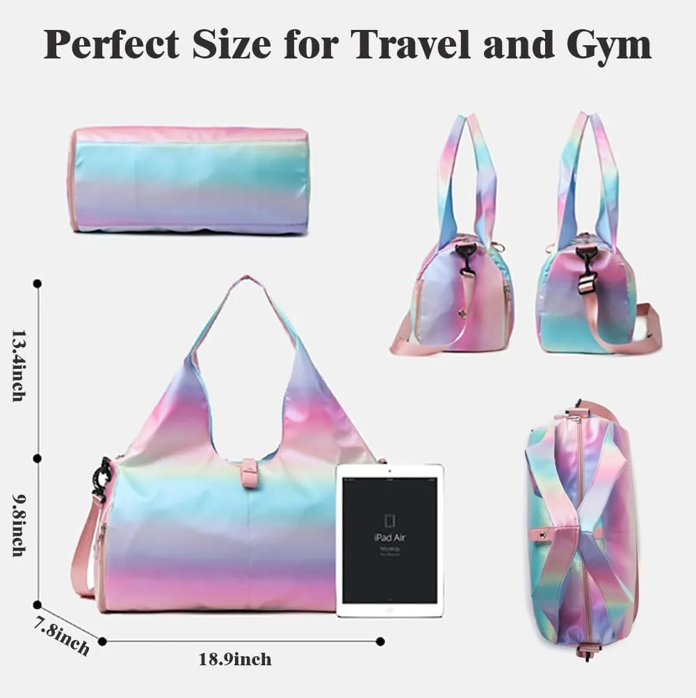 Travel Yoga Gym Bag for Women Waterproof Duffel Bag Carry On Workout Sport Bag Adjustable Yoga Mat Holder (Blue)