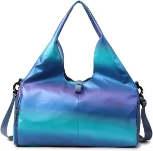 Travel Yoga Gym Bag for Women Waterproof Duffel Bag Carry On Workout Sport Bag Adjustable Yoga Mat Holder (Blue)
