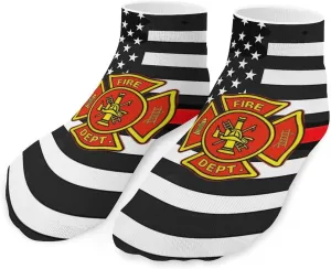 U.S. Firefighter Flags Printed Ankle Socks No Show Sock Low-Cut Athletic Socks for Men Women 1 Pair