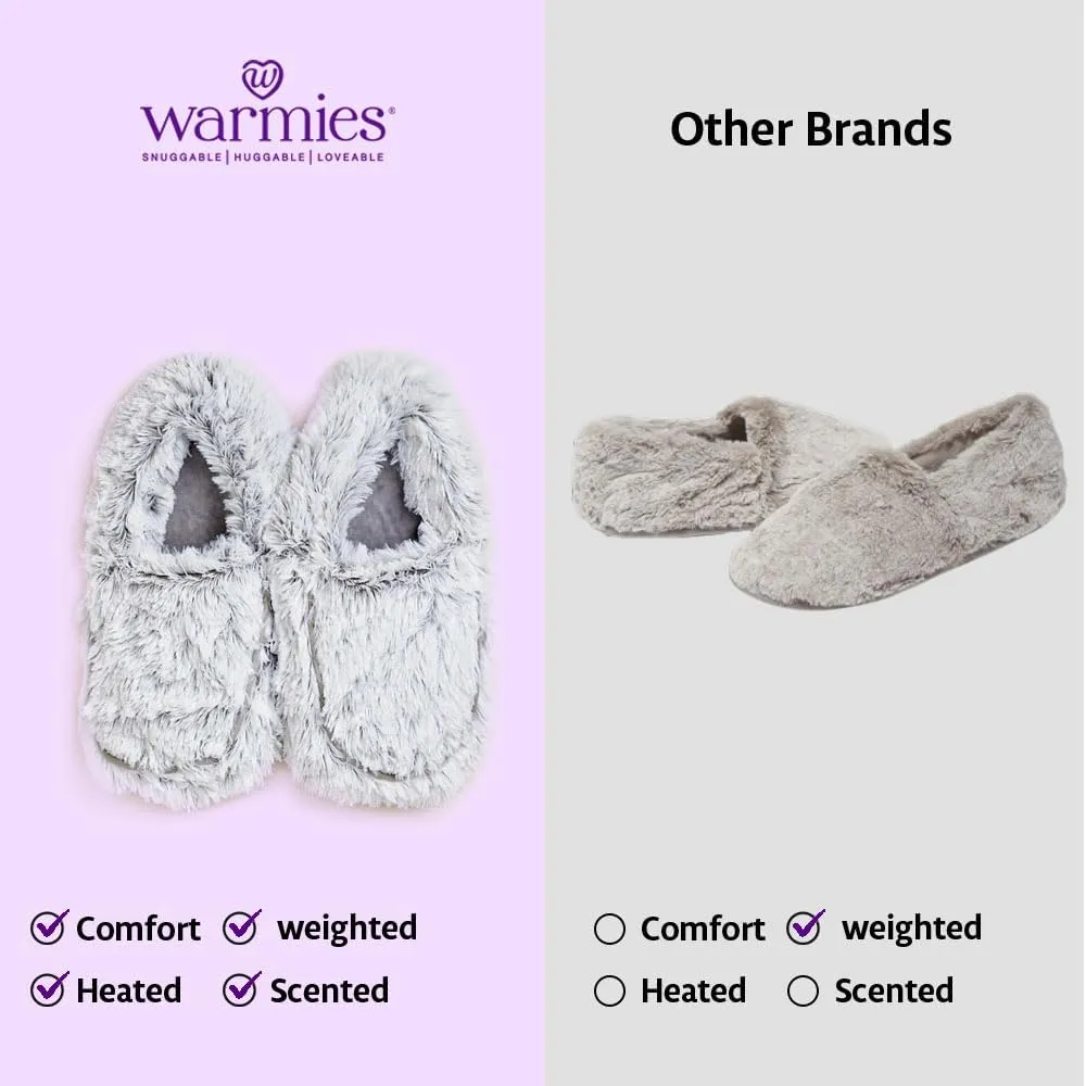 warmies Microwaveable House Slippers for Women - Plush, Soft & Fuzzy Indoor Slippers with Backs & Non-Slip Memory Foam Soles - Cozy Warm Ladies Slipper