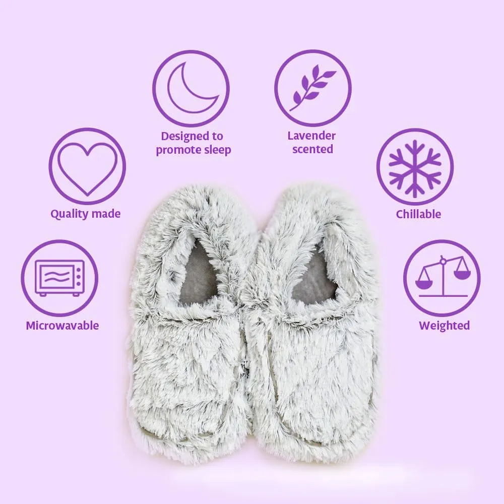 warmies Microwaveable House Slippers for Women - Plush, Soft & Fuzzy Indoor Slippers with Backs & Non-Slip Memory Foam Soles - Cozy Warm Ladies Slipper
