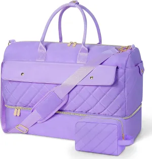 Wedama Weekender Bags for Women, Travel Duffel Bag with Shoe Compartmentfor Travel Gym, Purple, Large