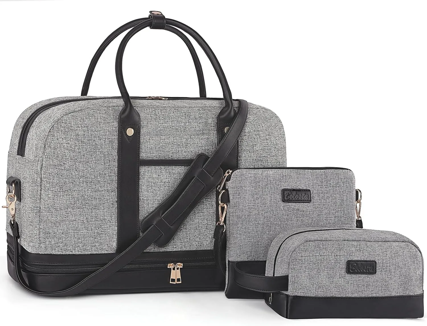 Weekender Bag for Women Canvas Overnight Bag Large Travel Tote Bag Carry on Shoulder Duffle Bag With Shoe Compartment,Perfect for Travel/Daily Use/Birthday Gift , B-grey, Fashion