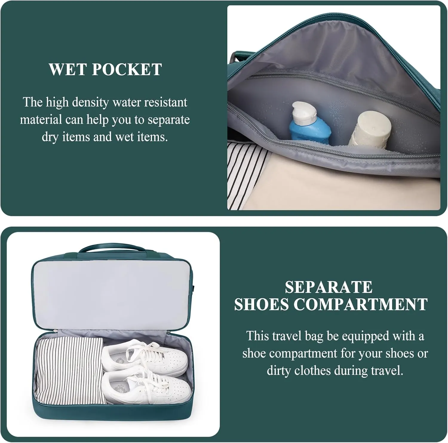 Weekender Bags for Women,Personal Item Travel Bag with Shoes Compartment,Overnight Travel Duffel Bag with Toiletry Bag, Ya-Peacock Blue-1012, Large