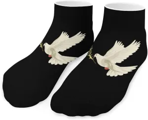 White Dove Peace Symbol Printed Ankle Socks No Show Sock Low-Cut Athletic Socks for Men Women 1 Pair