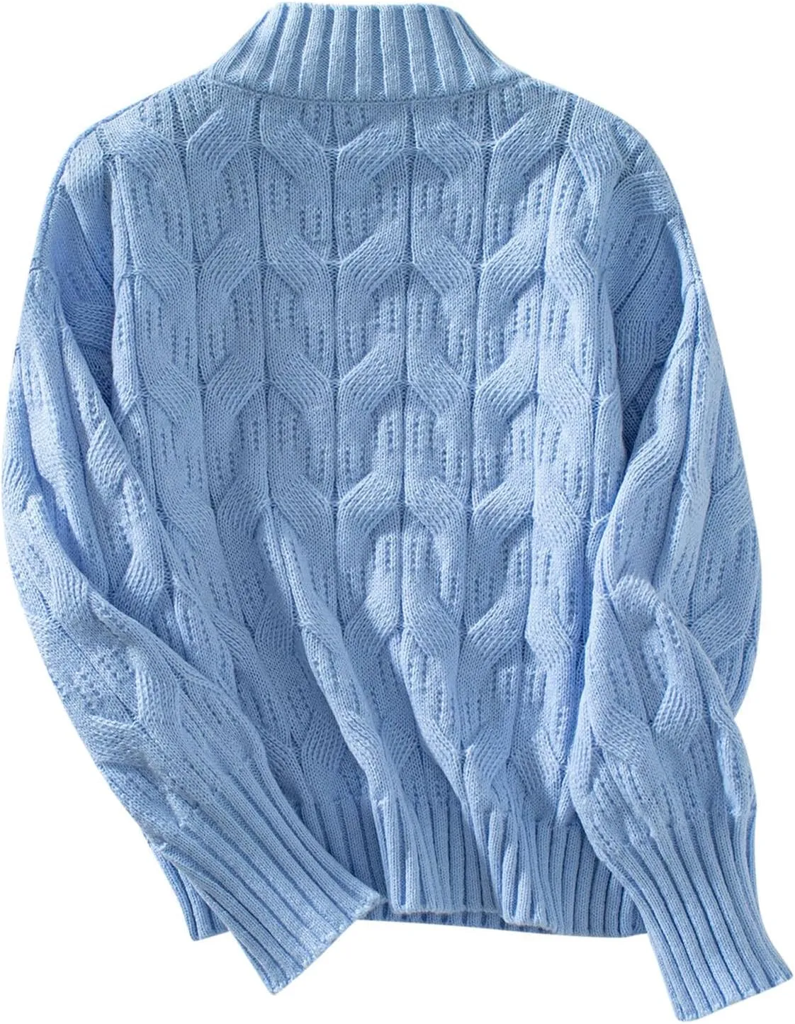 Women Cable Knit Sweater Tops Vintage Chunky Sweater Solid Crew Neck Long Sleeve Jumper Blouse Soft Pullover Shirt