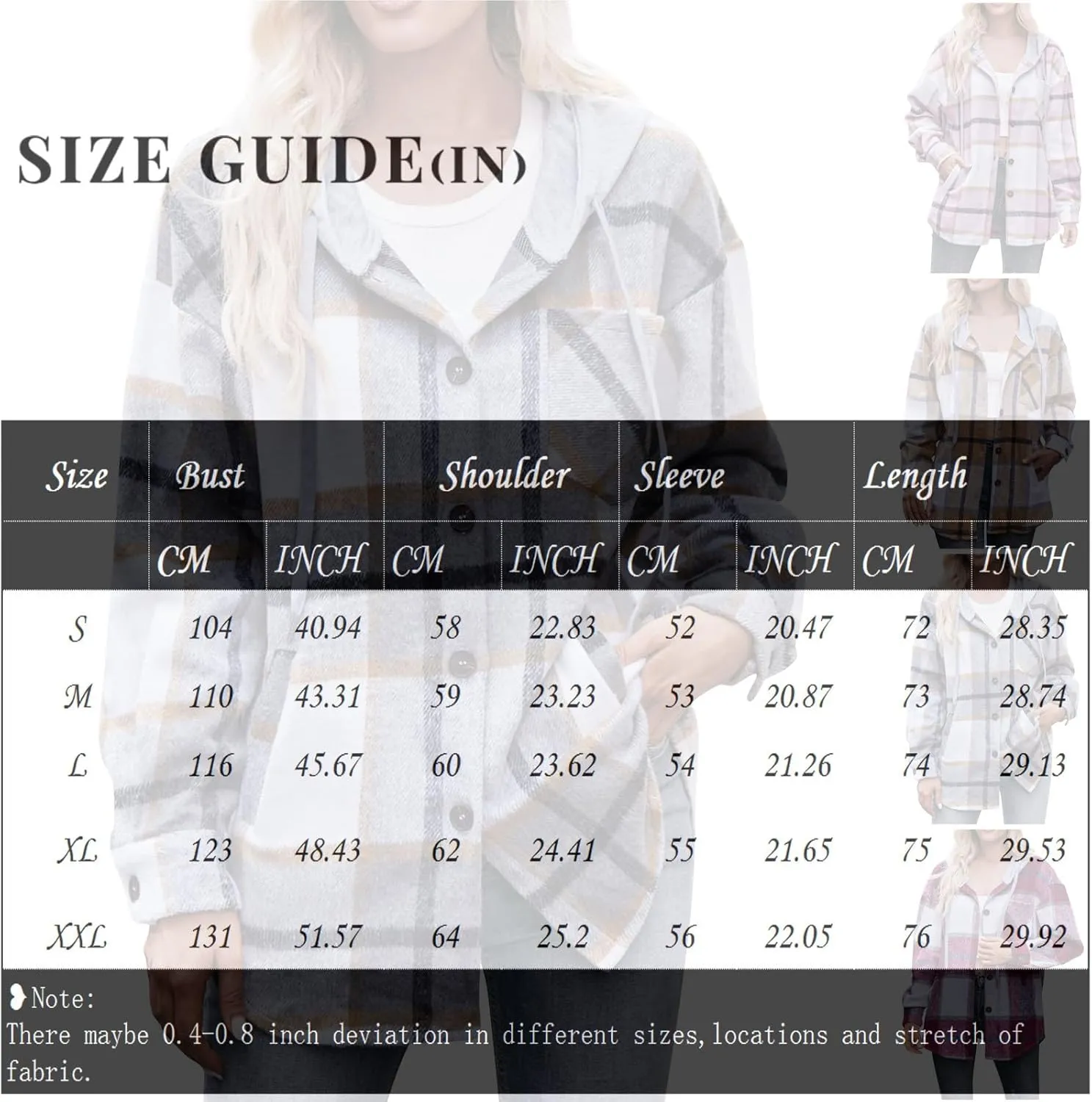 Women Plaid Shirt Hoodies Fall Lightweight Long Sleeve Button-Up Drawstring Shirt with Pockets Casual Outfits
