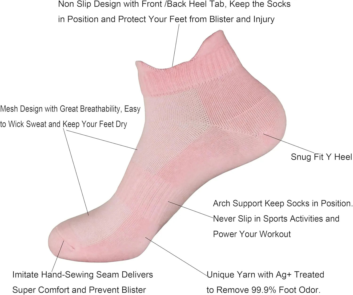 Womens Anti Odor Breathable Moisture Wicking Sports Cotton Low Cut Socks for Athletes Foot