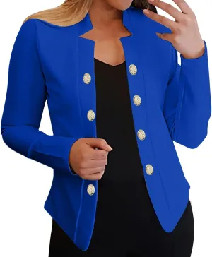 Women's Business Casual Jacket Work Office Long Sleeve Cardigan Blazer Fashion Comfy Solid Color Button Dressy Coats