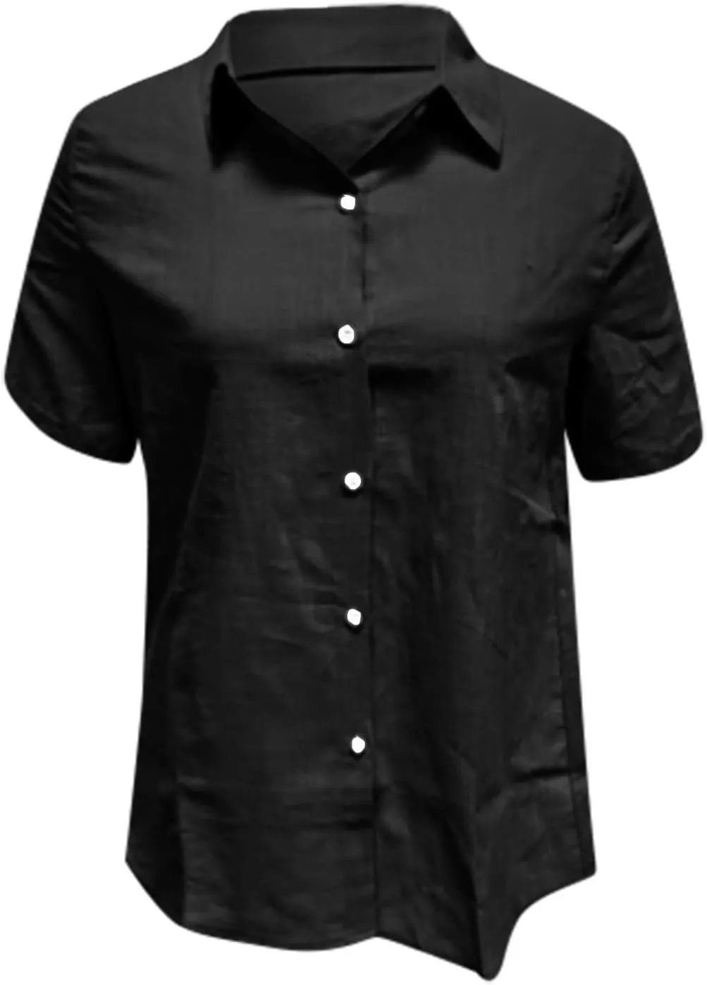 Womens Button Down Shirts Cotton Linen Summer Tops V Neck Short Sleeve Blouses Business Casual Work T Shirt Outfits