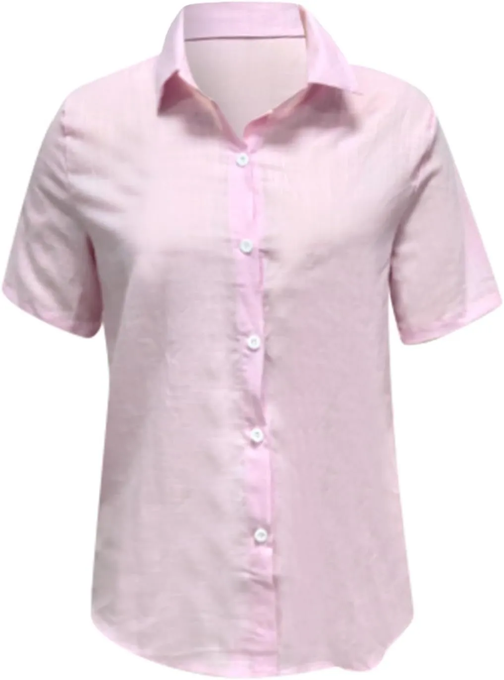 Womens Button Down Shirts Cotton Linen Summer Tops V Neck Short Sleeve Blouses Business Casual Work T Shirt Outfits