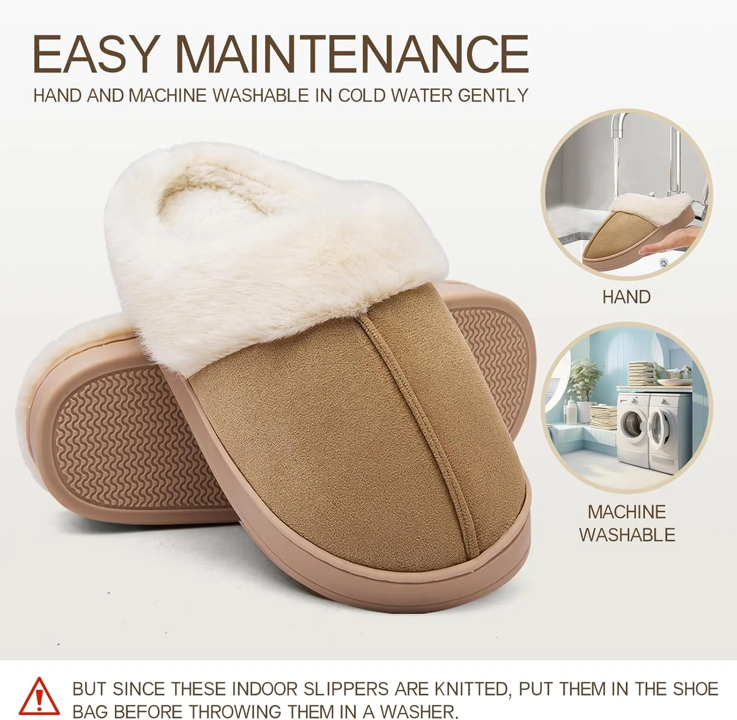 Women's Fuzzy Memory Foam Slippers Comfy Winter Soft Slip On House Slippers Bedroom Shoes with Warm Plush Lining and Indoor Outdoor Soles
