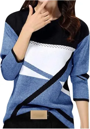 Womens Long Sleeve Color Block Print Sweatshirt Trendy Vacation Going Out Athletic Pullovers Hip Hop Y2K Casual Tops