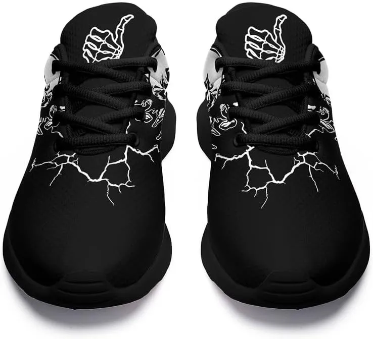 Women's Running Shoes with Unique Skull Rose Print, Non Slip Athletic Gym Training Walking Sneakers for Men
