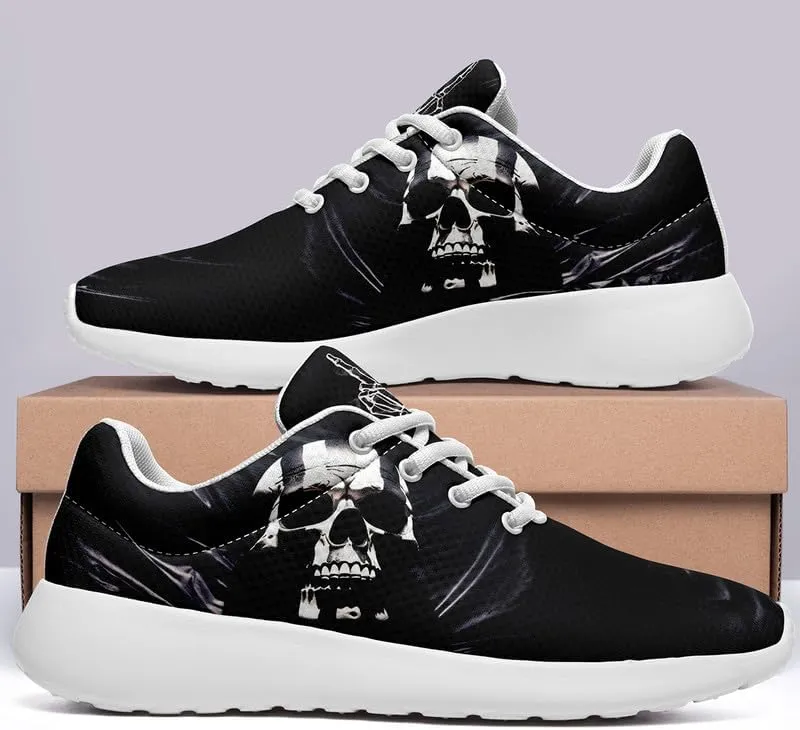 Women's Running Shoes with Unique Skull Rose Print, Non Slip Athletic Gym Training Walking Sneakers for Men