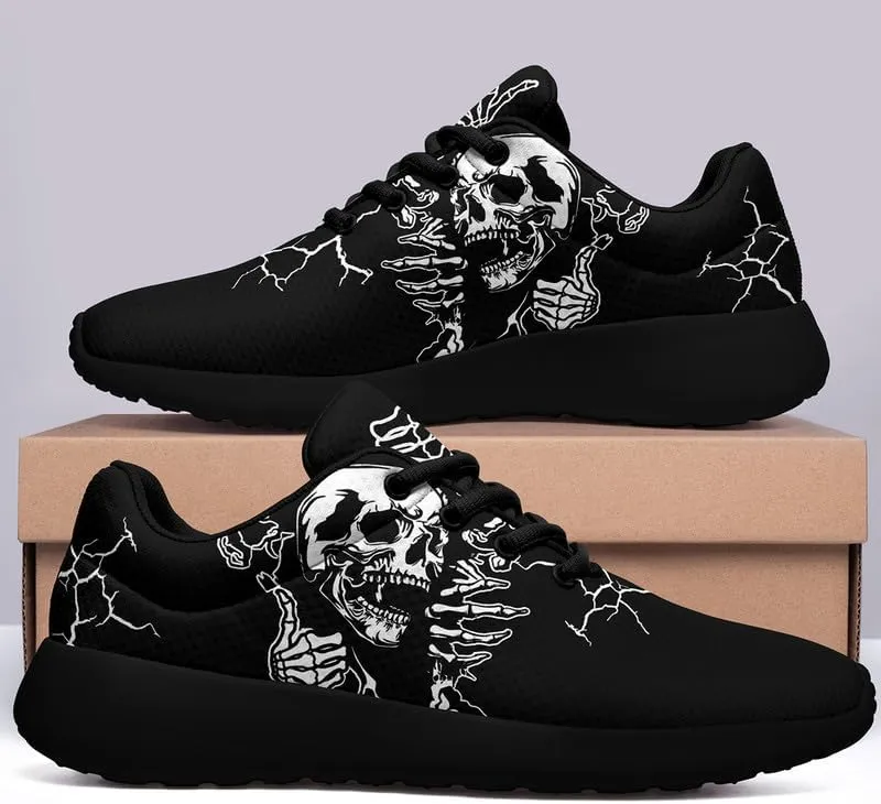 Women's Running Shoes with Unique Skull Rose Print, Non Slip Athletic Gym Training Walking Sneakers for Men