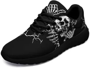 Women's Running Shoes with Unique Skull Rose Print, Non Slip Athletic Gym Training Walking Sneakers for Men
