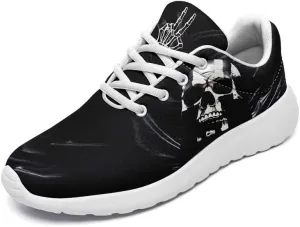 Women's Running Shoes with Unique Skull Rose Print, Non Slip Athletic Gym Training Walking Sneakers for Men