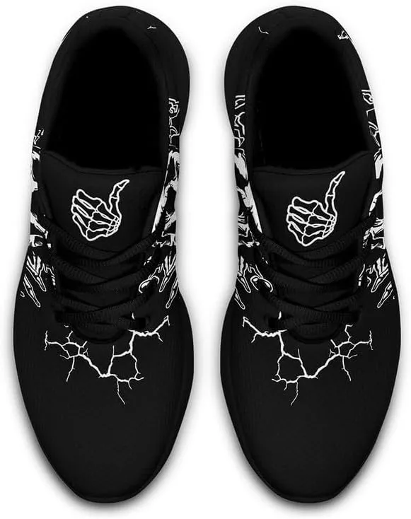Women's Running Shoes with Unique Skull Rose Print, Non Slip Athletic Gym Training Walking Sneakers for Men