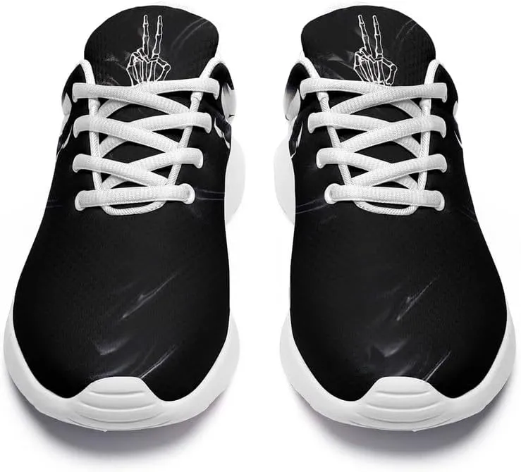 Women's Running Shoes with Unique Skull Rose Print, Non Slip Athletic Gym Training Walking Sneakers for Men