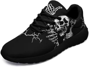 Women's Running Shoes with Unique Skull Rose Print, Non Slip Athletic Gym Training Walking Sneakers for Men