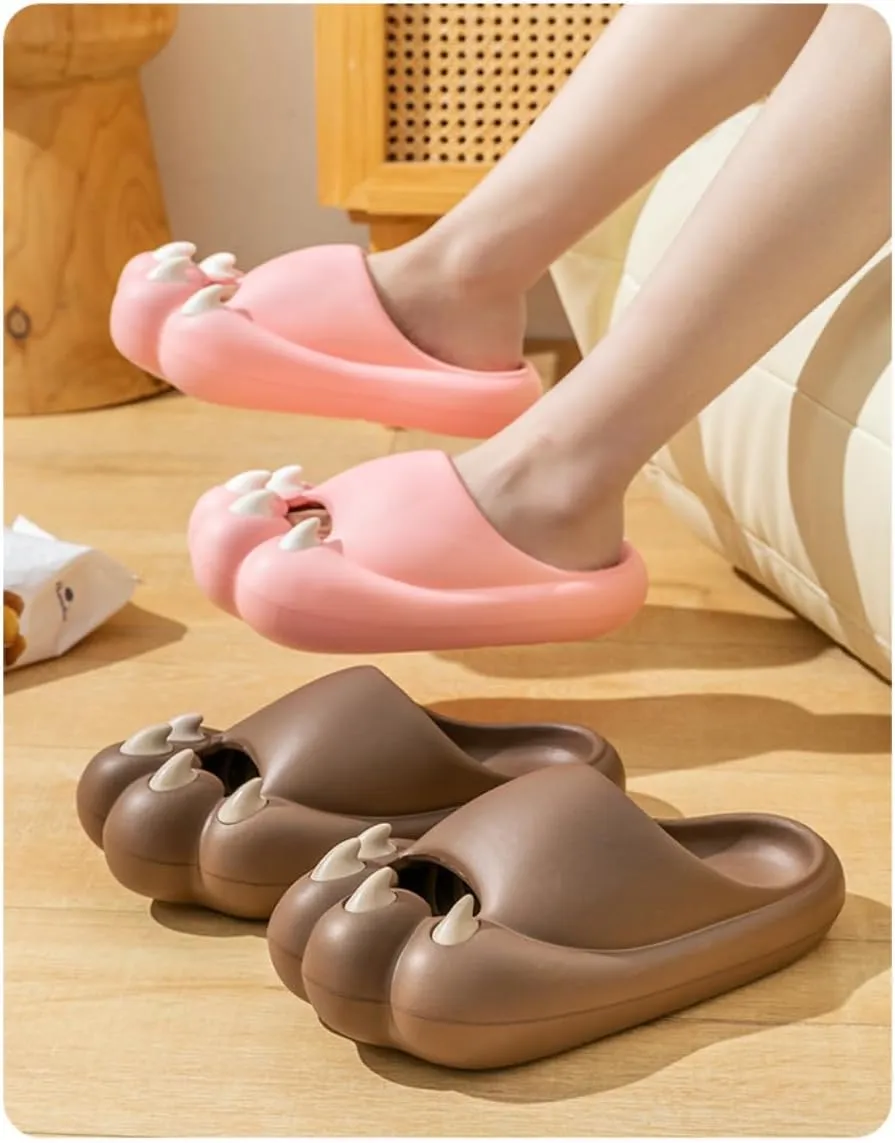 Women's Slippers Cute Simulated Cat Kitten Animal Claw Monster Girl's Thick Soles Indoor Outdoor Slippers