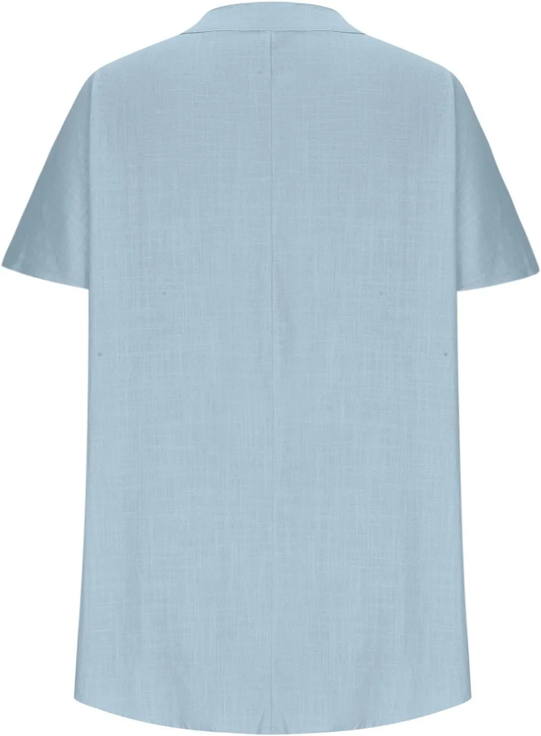 Womens Summer Tops Cotton Linen T-Shirts Casual Loose Fit V-Neck Henley Tops Short Sleeve Blouse Holiday Cmofy Shirts