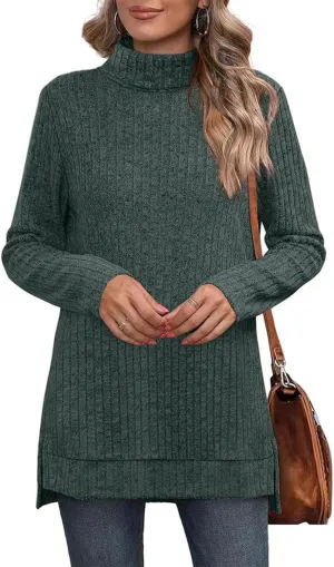 Womens Turtleneck Long Sleeve Sweater Lightweight Soft Pullover Tops Casual Tunic Shirts