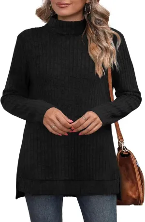 Womens Turtleneck Long Sleeve Sweater Lightweight Soft Pullover Tops Casual Tunic Shirts